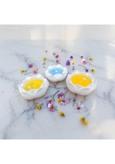 3'lü Lotus Çiçeği Mum