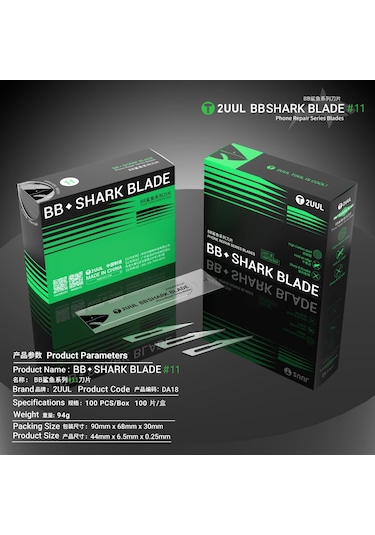 2uul Da18 Bb Shark Blade Serisi Yüksek Karbonlu Çelik No.11 Bıçak 100 Adet