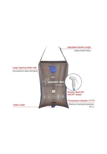 Flybuy Torbası Torbası Taşınabilir Su Su Su Katlanabilir Kamp Kabı İçin Hava Duş Çantası Açık 15l Cv Diğer