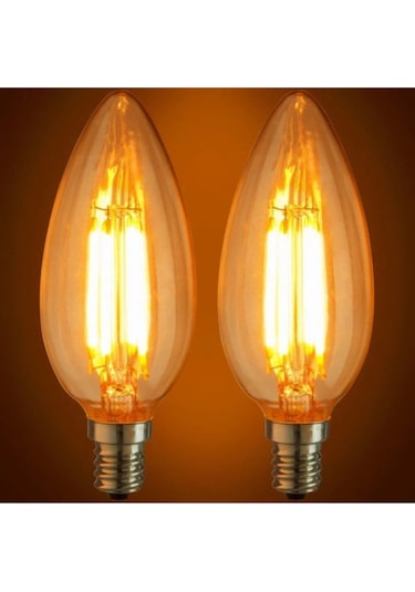 6 Adet E14 Ince Duy Buji Mum Amber Renk 4 Watt Rustik Led Ampul E