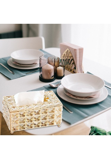 Lemestar Gümüş Pembe Kristal Cam Mendil Kutusu, Kolay Açılır Kapaklı, Ev Ofis Dekorasyonlu, Dayanıklı Ve Şık Tasarım