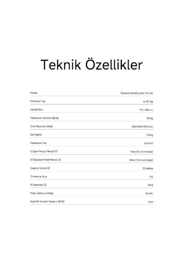 Ninebot C2 Lite Elektrikli Çocuk Scooter