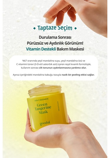 Yeşil Mandalina Özlü, Leke Karşıtı Nemlendirici Maske Goodal Green Tangerine Vita C Wash Off Mask