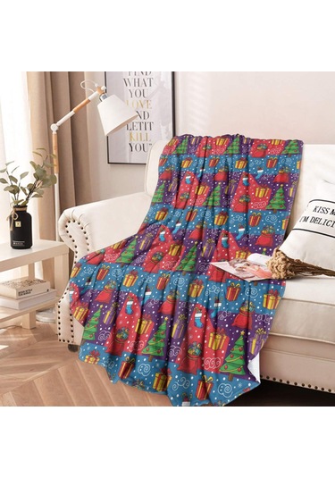 Noel Desenli 47 İnç Yuvarlak Flanel Battaniye, Yetişkin Ve Çocuk İçin, Yumuşak, Rahat Ve Hafif Noel Hediye Ağacı