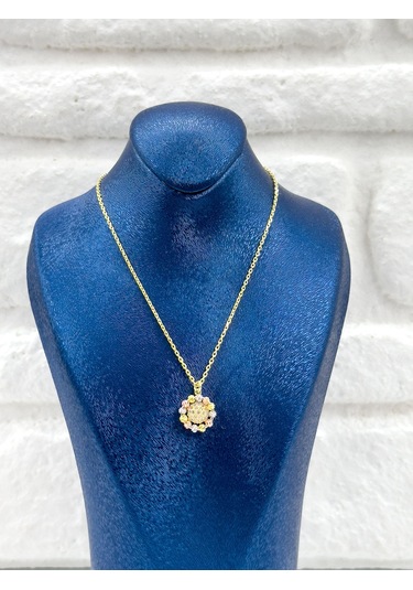 Üç Renkli Dorika Kadın Gümüş Set Takımı - Kolye Seti Gümüş