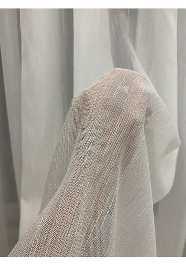 Venedik Armürlü Modern Şık Ekru Gümüş Simli Tül Perde 1/2,5 Orta Normal Pileli Ekru-gümüş