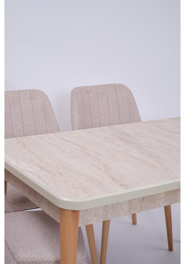 Milano Traverten Boyalı Mdf Mutfak Masa Takımı 80x130