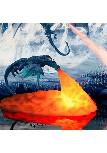 Springsun 3d Baskılı Çevre Dostu Pla Işık, Led Fener, 8-10 Saat Süre, Usb Şarjlı, Kreatif Dekoratif Alet Buz Ejderha Çok Renkli