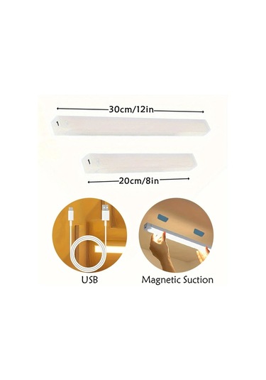 Willowhaven 4/6 Adet Hareket Sensörlü Dolap Altı Işığı Warm White 20cm Manyetik Usb Şarjlı Kablosuz Füme