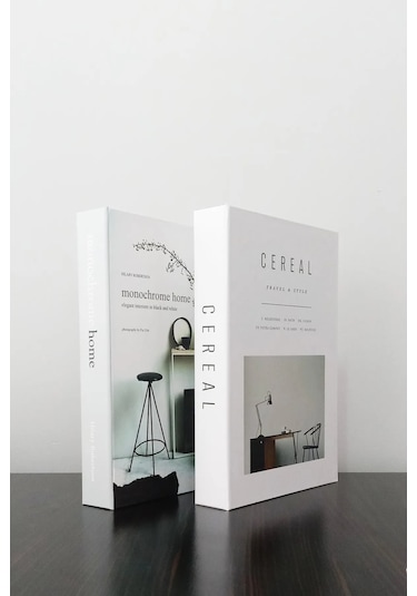 2'li Dekoratif Kitap Görünümlü Kutu Home & Beyaz Temalı