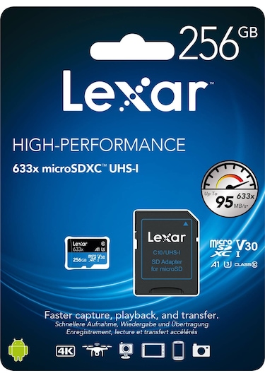 Lexar 633x 256 GB MicroSDXC Class 10 UHS-I Hafıza Kartı + Adaptör