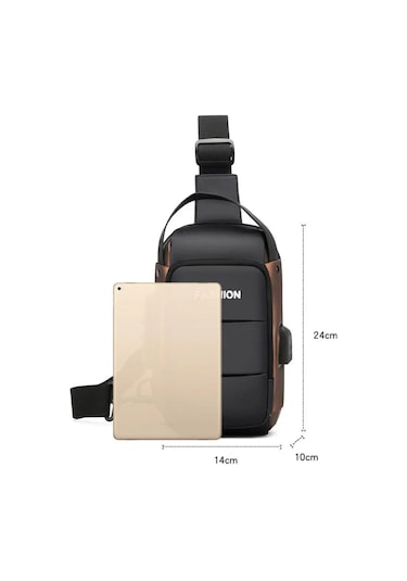 Hafif Erkek Rahat Göğüs Çantası Taşınabilir Minimalist Hırsızlık Karşıtı Şifre Blue Gold Altın