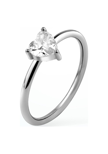 14 Ayar Altın Kaplama Kalp Beyaz Taşlı Yüzük - Rs00109 Altın