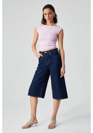 Grımelange Noemı Kadın Balerin Yaka Kısa Kol Slim Fit Ribanalı Pembe Bluz Pembe