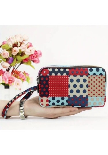 Trendooze Willowhaven 1 Adet Canlı Çiçek Desenli Uzun Klap Bilek Kayışlı Fermuarlı Çok Amaçlı Telefon Ruj Bozukluk Cüzdanı A-01 Çok Renkli