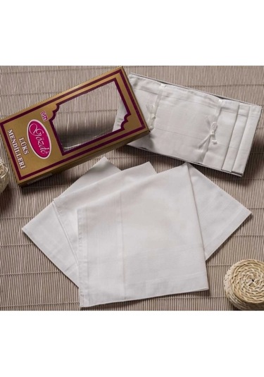 Sarı Kutulu 46x46 Cm 12 Adet Kumaş Mendil-beyaz Çok Renkli