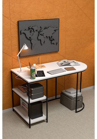 Çalışma Masası 125 Cm Bilgisayar Masası Çok Amaçlı Makyaj Masası Ofis Masası Yemek Masası Beyaz Beyaz