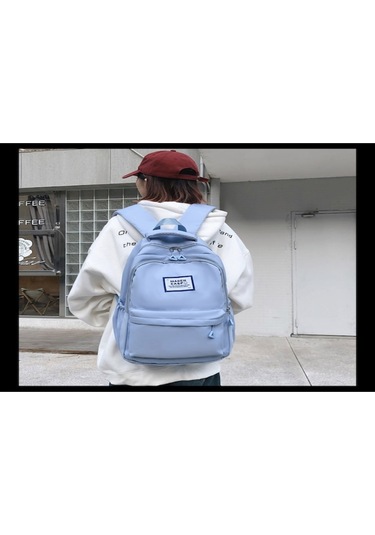 Geeksen Mavi Büyük Kapasiteli Japon Stili Ins Harajuku Üniversite Okul Çanta Orman Temalı Öğrenci Sırt Çantası MAvi