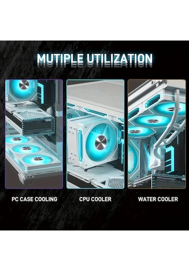 Xuweiwei Eu Elements 4cd Desenli 12cm Sıcaklık Kontrollü 3 Adet Ters Argb Kasa Fanları Uzaktan Kumandalı Hava Ve Su Soğutma Sistemleri İçin