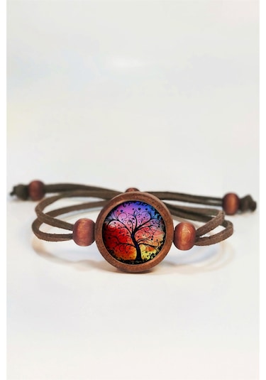 Tahtakolik Yaşam Ağacı Ahşap Bileklik Tek Ebat N11.55839 Kahverengi