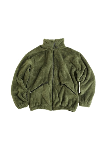 Fifty Color Haki Peluş Dik Yaka Cepleri Fermuarlı Oversize Peluş Ceket Haki