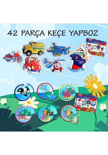 12 Set 42 Parça Tox Deniz Canlıları Ve Ulaşım Araçları 2+ Keçe