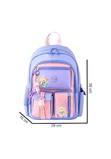 Muggle 3 Bölmeli Funny Okul Sırt Çanta Seti Çanta+beslenme Çantası+kalemlik Lila