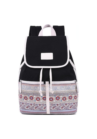 Ganzhoushop Sırt Sırt Kanvas Kadın Kadın İşlevli Çok Çantası Çantası Çanta Black Jb Siyah