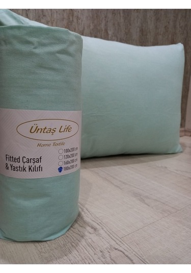 Üntaş Tek Kişilik Lastikli Çarşaf + Yastık Kılıfı Mint Yeşili 1 Adet