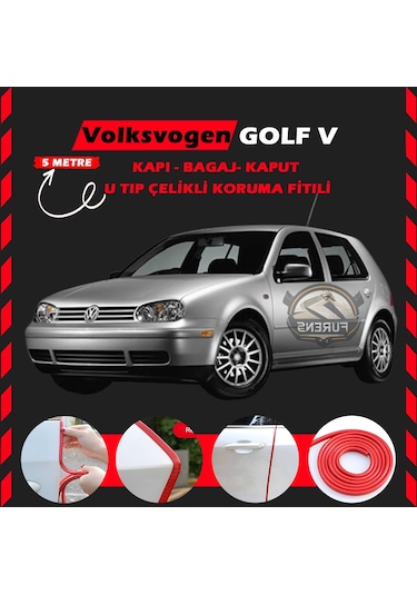 Volksvogen Golf 4 Oto Araç Kapı Koruma Fitili 5 Metre Parlak Kırmızı Renk