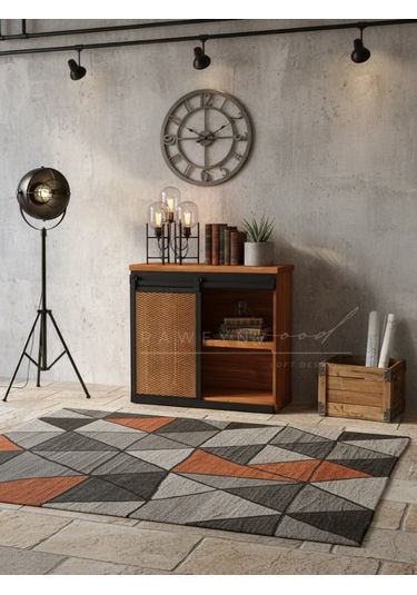 Raweyn Genus Doğal Ahşap Sürgülü Konsol 90cm Açık Ceviz