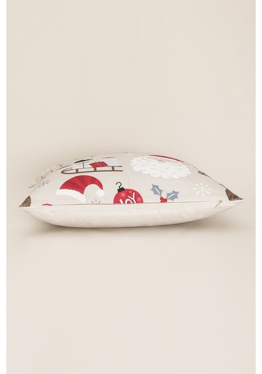 Charm Noel Temalı Özel Renkli Baskılı Bej Kırlent 43x43 35265a Bej