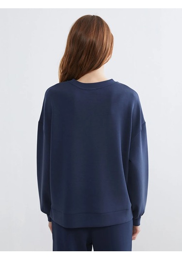 Lc Waikiki Lacivert Bisiklet Yaka Oversize Kadın Sweatshirt
