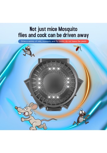 Yaozixa Siyah 360 Derece Aydınlatmalı Güçlü Fare, At, Mus, Sinek, Karınca, Yarasa Kovucu - Avrupa Standartı Abs Malzeme, 25-65khz, 300m² Kapsama