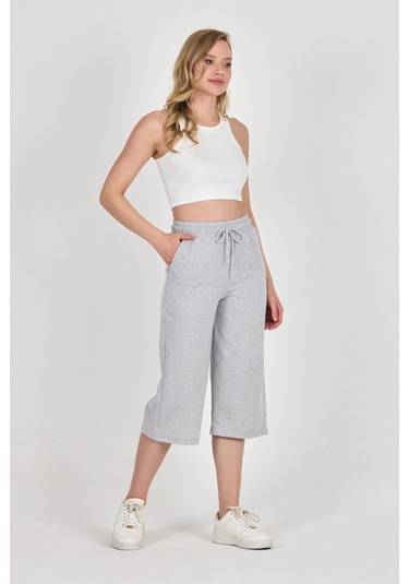 Yüksek Bel Cepli Rahat Kesim Mevsimlik Kadın Diz Altı 4'lü Bermuda Siyah-lacivert-gri-antrasit Kapri Şort Mtlcb111 - 4 Çok Renkli