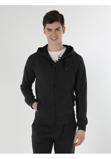 Colin's Slim Fit Kapüşonlu Antrasit Erkek Ceket CL1056951_Q1.V2_ANM Antrasit Melanj