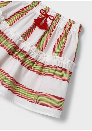 Kız Çocuk Çizgili Etek-kırmızı Kırmızı