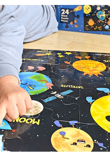 Doerkids Dev Gezegenler Puzzle Jumbo Yer Puzzle Eğitici Solar Sistem 24 Parça Gezegenler Eğitici Puzzle