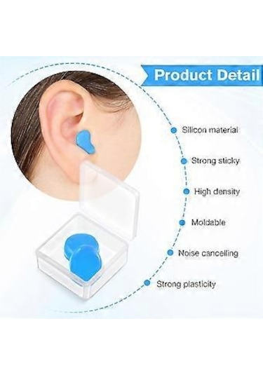 Uyku İçin 21 Çift Kulak Tıkacı Yeniden Kullanılabilir Kalıplanabilir Silikon Kulak Tıkacı Yumuşak Gürültü Azaltıcı Kulak Tıkacı, Mavi + Beyaz + Pembe
