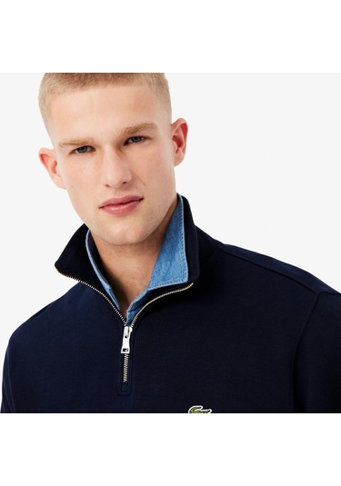 Lacoste Yarım Fermuar Sweatshirt Lacivert