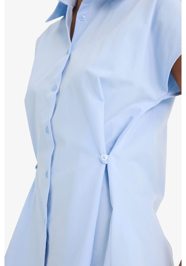 Defacto Fitted Poplin Kısa Kollu Gömlek F7313ax25aube823 Mavi