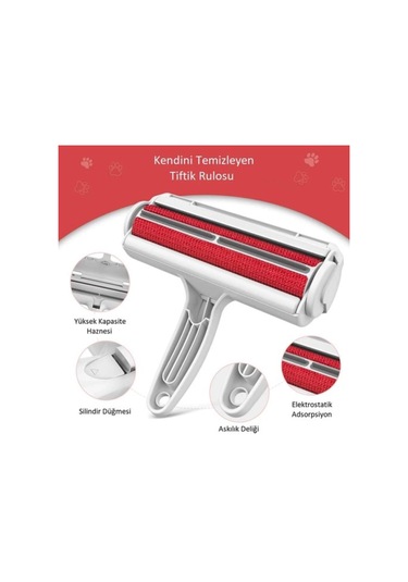 Finehome Hazneli Tüy Toplayıcı Beyaz - Kırmızı