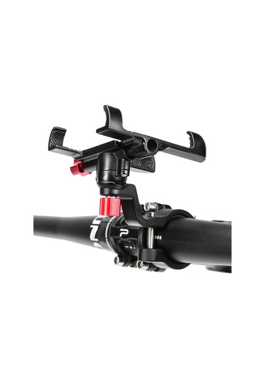 Fosenze Motosiklet Bisiklet Telefon Tutucu, Alüminyum, 360 Dönebilen, 25-31.8mm Direk Uyumlu, 55-95mm Genişlik Ayarı, Siyah