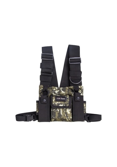 Yinitone 600d Nylon Çift Göğüs Çantası - Hafif, Toz Geçirmez, Dayanıklı Bg-02 Dijital Kamuflaj Yeşil Yeşil