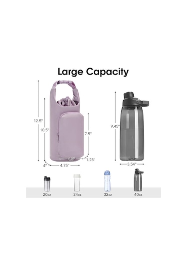 Ayarlanabilir Omuz Askılı Yalıtımlı Su Şişesi Çantası Pembe