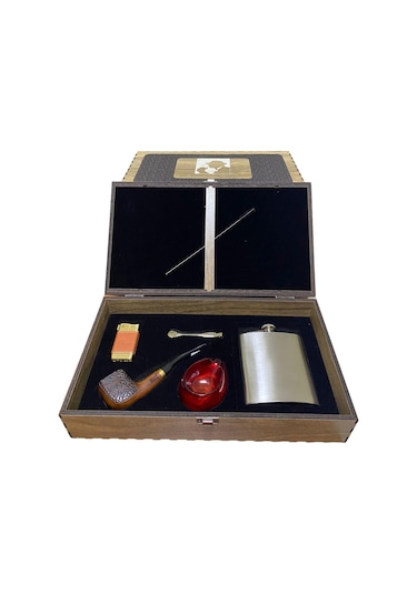 Pipsan Ahlat Ağacı Pipo 7 Oz Çelik Mataralı Set 605750-509253