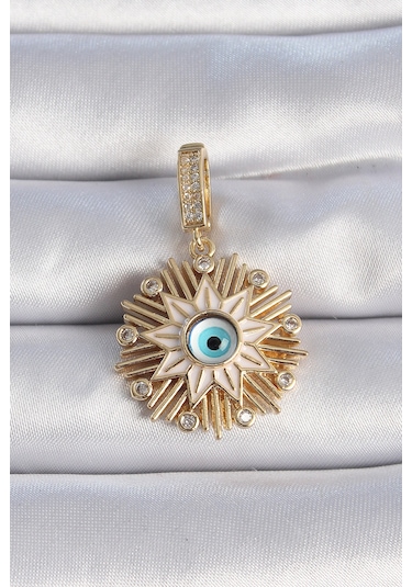 Pirinç Gold Renk Nazar Boncuklu Saçaklı Yıldız Figür Ajda Charm Altın