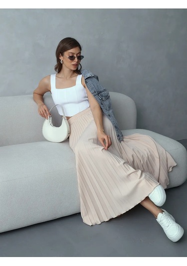 Keyem Yazlık Uzun Pile Etek 287395016 Sütlü