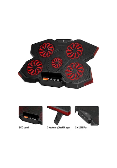 Frisby FNC-5255B GP5 E-Sport Desing 5 Fanlı Pro Standlı Notebook Soğutucu