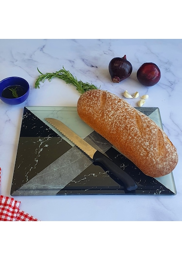 Kanallı Cam Kesme Tablası | Hibrit Mermer | 25cm x 35cm